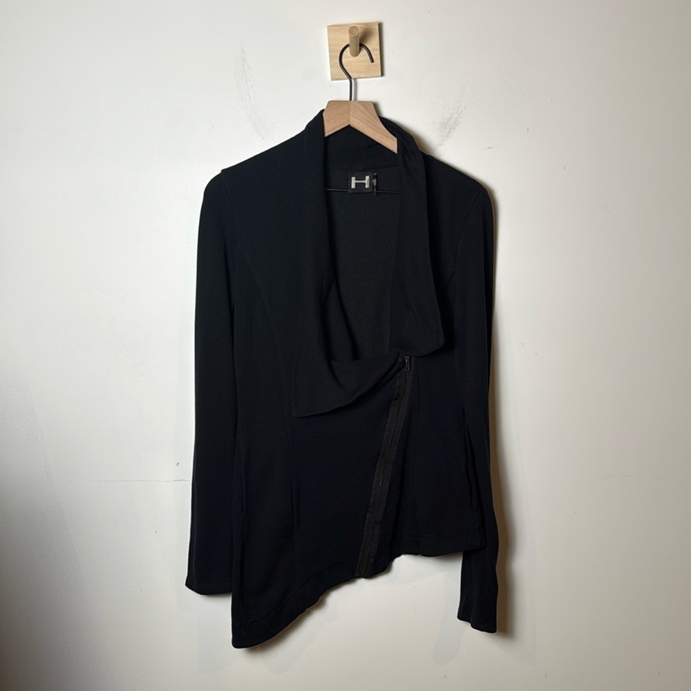 HEATHER by bordeaux Black Asymmetrical Zip Up Jacket Women's Size S